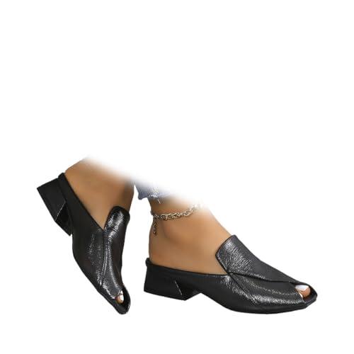 ZPLMIDE Schicke und bequeme Damen-Sandalen zum Reinschlüpfen, elegant, klobiger Absatz, Pantoletten mit quadratischem Zehenbereich, niedriger Absatz, elegante Hausschuhe, Hellschwarz, 0 UK ZPLMIDE Schicke und bequeme Damen-Sandalen zum Reinschlüpfen, elegant, klobiger Absatz, Pantoletten mit quadratischem Zehenbereich, niedriger Absatz, elegante Hausschuhe, Hellschwarz, 0 UK von ZPLMIDE