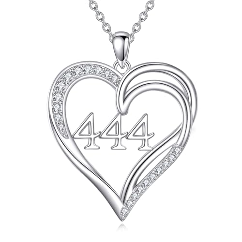Engel Nummer 444 Halskette 925er Sterling Silber Herz Engel Nummern Anhänger Schmuck für Frauen Mütter Engel Nummer 444 Halskette 925er Sterling Silber Herz Engel Nummern Anhänger Schmuck für Frauen Mütter von ZPMMPZ