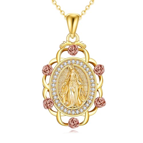 ZPMMPZ Jungfrau Maria Halskette Goldenem Virgen de Guadalupe Anhänger Religiöser Amulett Anhänger Schmuck Geschenk für Frauen ZPMMPZ Jungfrau Maria Halskette Goldenem Virgen de Guadalupe Anhänger Religiöser Amulett Anhänger Schmuck Geschenk für Frauen von ZPMMPZ