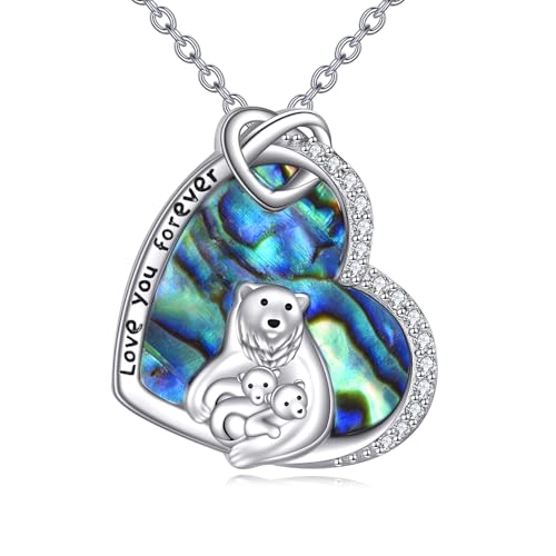 ZPMMPZ Mama Bär Halskette Sterling Silber Eisbär Herz Anhänger Kette Süßer Tier Schmuck Geschenk für Frauen und Mütter ZPMMPZ Mama Bär Halskette Sterling Silber Eisbär Herz Anhänger Kette Süßer Tier Schmuck Geschenk für Frauen und Mütter von ZPMMPZ
