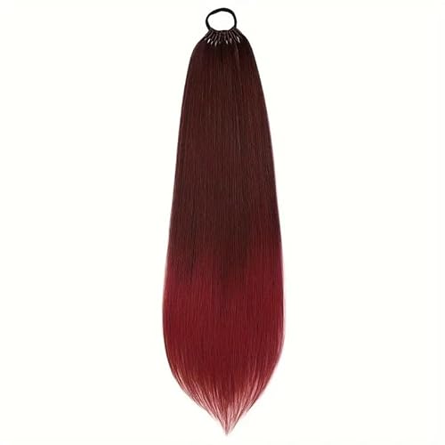 60 cm Lang Glattes Pferdeschwanz Haarteil Synthetik Haarverlängerung Zopf Haar Extension für Damen Mädchen (Rotwein) von ZPPLD