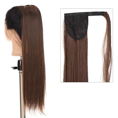 85CM Lang Glattes Pferdeschwanz Haarteil Synthetik Haarverlängerung Zopf Haar Extension für Damen Mädchen (Hellbraun) von ZPPLD