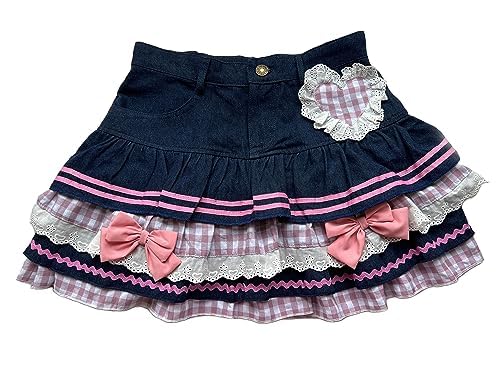 ZQHXL Adrette Lolita-Kawaii-Röcke für Damen, süßes Ballkleid, Jeansrock, Y2K, hohe Taille, Spitzen-Kuchenröcke, Schwarz , S ZQHXL Adrette Lolita-Kawaii-Röcke für Damen, süßes Ballkleid, Jeansrock, Y2K, hohe Taille, Spitzen-Kuchenröcke, Schwarz , S von ZQHXL
