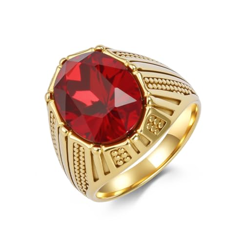 ZQIUDLOF Europäische Und Amerikanische Personalisierte Edelstahl Zirkonring, Hip-Hop Männer Titan Stahl Edelstein Ring,Gold red,11 ZQIUDLOF Europäische Und Amerikanische Personalisierte Edelstahl Zirkonring, Hip-Hop Männer Titan Stahl Edelstein Ring,Gold red,11 von ZQIUDLOF
