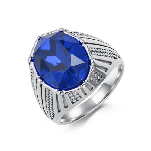 ZQIUDLOF Europäische Und Amerikanische Personalisierte Edelstahl Zirkonring, Hip-Hop Männer Titan Stahl Edelstein Ring,Steel blue,9 ZQIUDLOF Europäische Und Amerikanische Personalisierte Edelstahl Zirkonring, Hip-Hop Männer Titan Stahl Edelstein Ring,Steel blue,9 von ZQIUDLOF