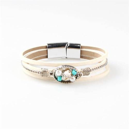 ZQIUDLOF Europäisches Und Amerikanisches Mehrlagiges Gewebtes Lederarmband, Männer Und Frauen Retro Personalisiertes Einfaches Armband,20.5cm von ZQIUDLOF