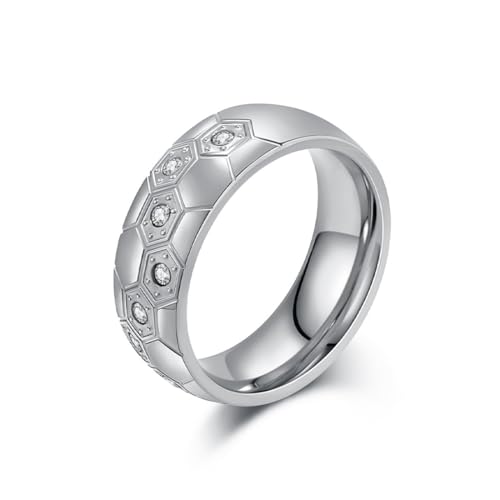 ZQIUDLOF Hip Hop Herren Und Frauen Personalisierte Zirkon Edelstahl Ringe, Einfache Und Modische Titan Stahl Ringe,Silber,12 von ZQIUDLOF