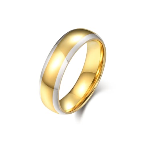 ZQIUDLOF Minimal Poliert Doppelton Titan Stahl Ring, 6Mm Männer Und Frauen Modische Und Personalisierte Edelstahl Ring,Gold,8 von ZQIUDLOF