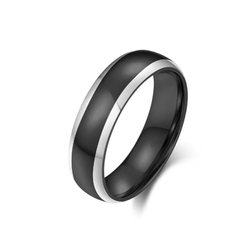 ZQIUDLOF Minimal Poliert Doppelton Titan Stahl Ring, 6Mm Männer Und Frauen Modische Und Personalisierte Edelstahl Ring,Schwarz,9 von ZQIUDLOF