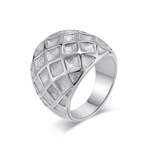 ZQIUDLOF Minimal Waben Gemusterter Edelstahlring, Geeignet Für Männer Und Frauen Personalisierte Pendelbeschleiß Mit Titanstahlringen,Silber,6 von ZQIUDLOF