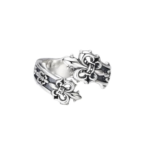 ZQIUDLOF S925 Sterling Silber Anker Vintage Unregelmäßigen Ring, Punk Männer Und Frauen Personalisierte Anker Offen Verstellbaren Ring,Silber,6 von ZQIUDLOF