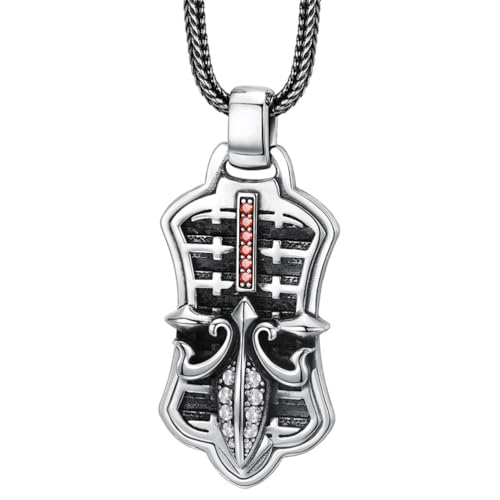 ZQIUDLOF S925 Sterling Silber Anker Zirkonia Anhänger, Herren Diamant Verkrustet Anker Halskette Anhänger,Silber,Pendant + Chain 60cm von ZQIUDLOF