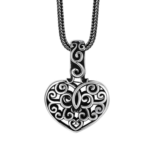 ZQIUDLOF S925 Sterling Silber Ausgehöhlt Herz Halskette Anhänger, Mode Männer Und Frauen Vintage Herz-Anhänger,Single,Pendant + Chain 65cm ZQIUDLOF S925 Sterling Silber Ausgehöhlt Herz Halskette Anhänger, Mode Männer Und Frauen Vintage Herz-Anhänger,Single,Pendant + Chain 65cm von ZQIUDLOF