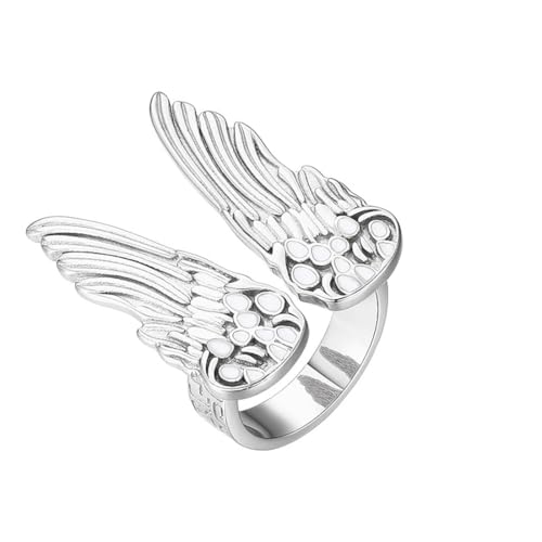ZQIUDLOF S925 Sterling Silber Feder Personalisierten Ring, Hip Hop Männer Und Frauen Offen Einstellbare Paar Ringe,Silber,6 von ZQIUDLOF