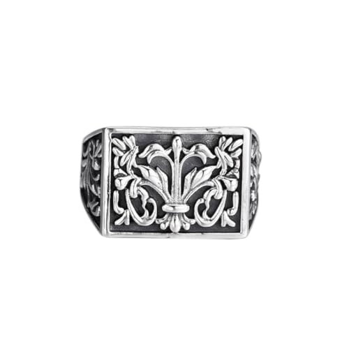 ZQIUDLOF S925 Sterling Silber Fein Gearbeitete Tangleweed Ring, Punk Männer Personalisierte Open End Verstellbaren Ring,Silber,9 von ZQIUDLOF