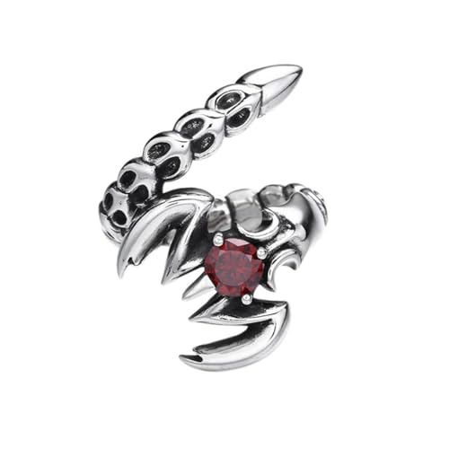 ZQIUDLOF S925 Sterling Silber Gothic Zirkonia Ring, Punk Männer Und Frauen Personalisierte Offene Einstellbare Ring,Silber,11 von ZQIUDLOF