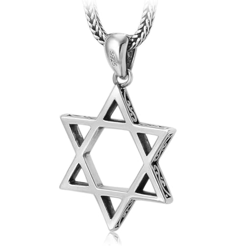 ZQIUDLOF S925 Sterling Silber Hexagramm Anhänger Für Männer Und Frauen, Europa Und Den Vereinigten Staaten Hexagramm Mode Halskette Anhänger,Silber,Pendant + Chain 70cm von ZQIUDLOF