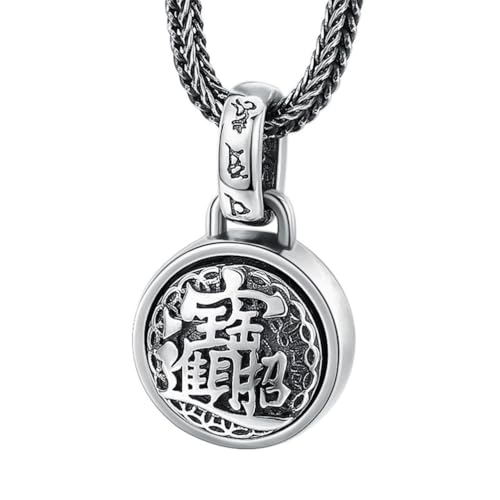 ZQIUDLOF S925 Sterling Silber Männer Drehbare Anhänger, Europäische Und Amerikanische Vintage Drehbare Halskette Anhänger,Silber,Pendant + Chain 60cm von ZQIUDLOF