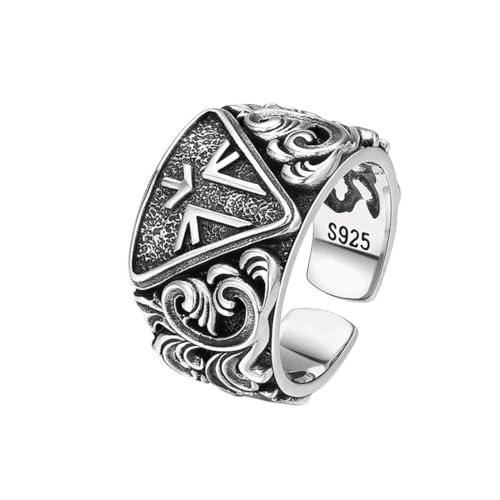 ZQIUDLOF S925 Sterling Silber Personalisiert Tangleweed Pfeilspitze Ring, Männer Und Frauen Offen Und Einstellbar Vintage Ringe,Silber,11 von ZQIUDLOF