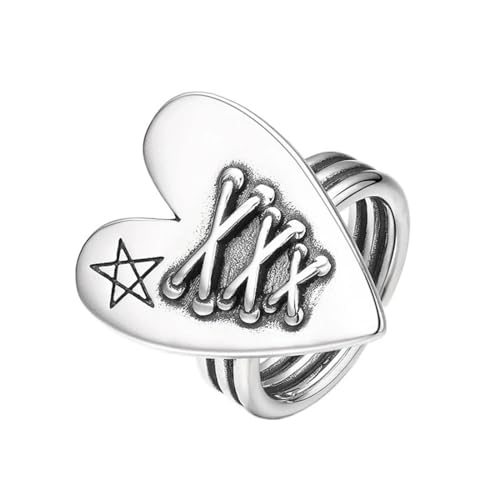 ZQIUDLOF S925 Sterling Silber Personalisierte Liebe Herz Ring, Offen Und Einstellbar Männer Und Frauen Einfach Ring,Silber,11 von ZQIUDLOF
