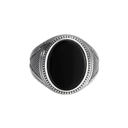 ZQIUDLOF S925 Sterling Silber Schwarzer Zirkonia Personalisierten Ring, Hip Hop Männer Offen Einstellbar Einfachen Ring,Silber,13 von ZQIUDLOF