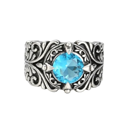 ZQIUDLOF S925 Sterling Silber Tanggrass Zirkonia Ring, Offen Und Einstellbar Männer Und Frauen Vintage Personalisierte Ringe,Silber,7 von ZQIUDLOF