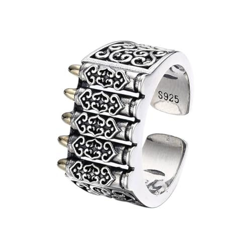 ZQIUDLOF S925 Sterling Silber Tangleweed Ring, Herren Open End Einstellbar Vintage Personalisierten Ring,Silber,8 von ZQIUDLOF