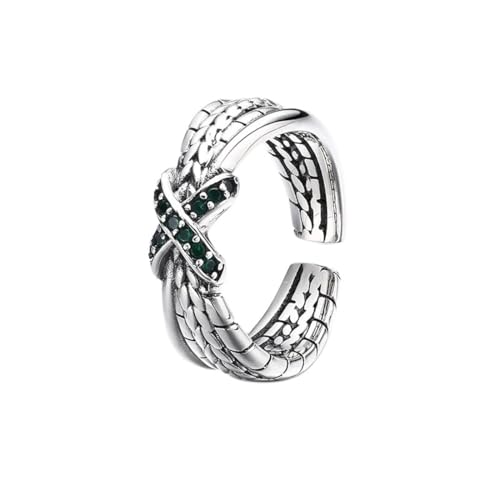 ZQIUDLOF S925 Sterling Silber Zirkonia Weizen Ring, Männer Und Frauen Offen Einstellbar Einfachen Ring,Silber,11 von ZQIUDLOF