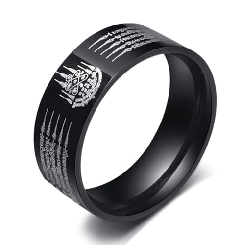ZQIUDLOF Thai Scripture Titanium Ring, Herren Vintage Scripture Ring,Schwarz,11 von ZQIUDLOF