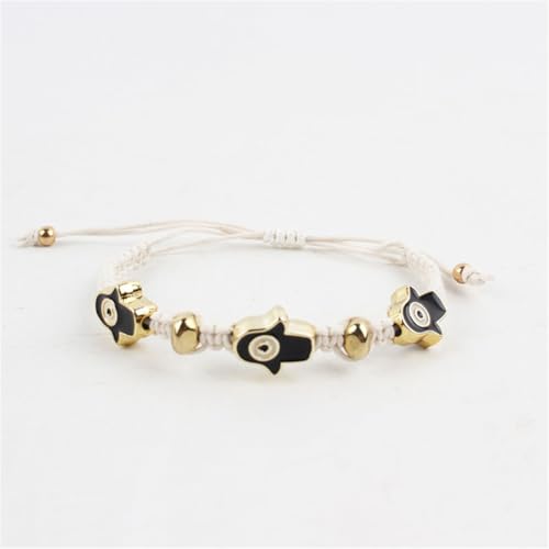 ZQIUDLOF Verstellbare Kreative Und Personalisierte Männer- Und Damenarmbänder, Handgewebte Modische Und Einfache Augen-Armbänder,Weiß,20cm von ZQIUDLOF