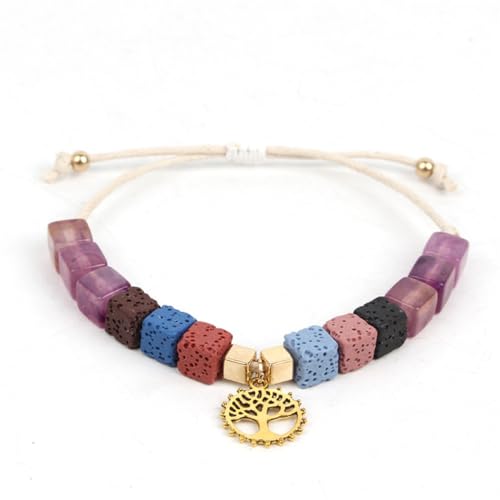 ZQIUDLOF Verstellbares, handgewebtes Paar-Armband, für Herren und Damen, mit Naturstein, Baum des Lebens, Kein Metall ZQIUDLOF Verstellbares, handgewebtes Paar-Armband, für Herren und Damen, mit Naturstein, Baum des Lebens, Kein Metall von ZQIUDLOF