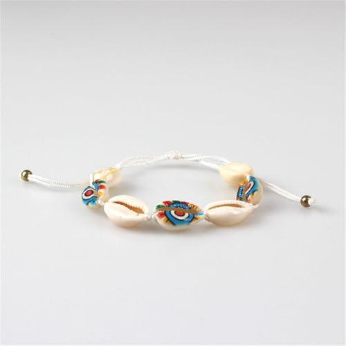 ZQIUDLOF Verstellbares Natürliches Shell Armband Für Männer Und Frauen, Handgewebtes Shell Graffiti Armband,28cm von ZQIUDLOF