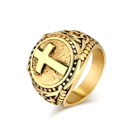 ZQIUDLOF Vintage-Kreuzring aus Edelstahl, Ring mit Jesuskreuz, aus Titan, für Herren, 8, Edelstahl ZQIUDLOF Vintage-Kreuzring aus Edelstahl, Ring mit Jesuskreuz, aus Titan, für Herren, 8, Edelstahl von ZQIUDLOF