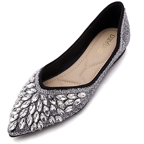 ZQKSEOHS Flache Schuhe für Damen, Strass, Pailletten, Hochzeit, spitzer Zehenbereich, Kleid, flache Schuhe, bequeme flache Schuhe für Damen, elegant, B-schwarz, 35.5 EU ZQKSEOHS Flache Schuhe für Damen, Strass, Pailletten, Hochzeit, spitzer Zehenbereich, Kleid, flache Schuhe, bequeme flache Schuhe für Damen, elegant, B-schwarz, 35.5 EU von ZQKSEOHS