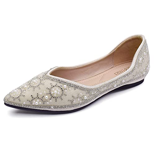 ZQKSEOHS Flache Schuhe für Damen, Strass, Pailletten, Hochzeit, spitzer Zehenbereich, Kleid, flache Schuhe, bequeme flache Schuhe für Damen, elegant, C-apricot, 36 EU ZQKSEOHS Flache Schuhe für Damen, Strass, Pailletten, Hochzeit, spitzer Zehenbereich, Kleid, flache Schuhe, bequeme flache Schuhe für Damen, elegant, C-apricot, 36 EU von ZQKSEOHS