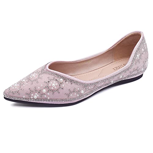 ZQKSEOHS Flache Schuhe für Damen, Strass, Pailletten, Hochzeit, spitzer Zehenbereich, Kleid, flache Schuhe, bequeme flache Schuhe für Damen, elegant, C-pink, 38 EU ZQKSEOHS Flache Schuhe für Damen, Strass, Pailletten, Hochzeit, spitzer Zehenbereich, Kleid, flache Schuhe, bequeme flache Schuhe für Damen, elegant, C-pink, 38 EU von ZQKSEOHS