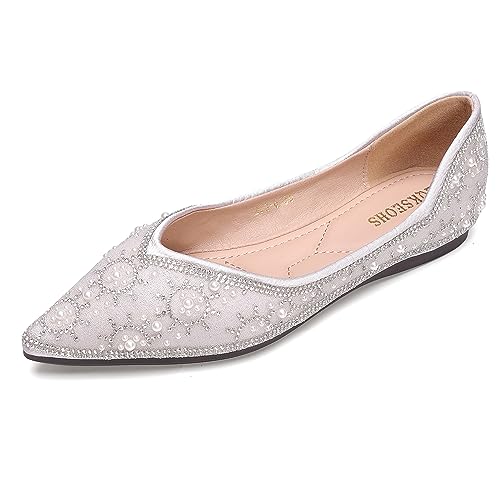 ZQKSEOHS Flache Schuhe für Damen, Strass, Pailletten, Hochzeit, spitzer Zehenbereich, Kleid, flache Schuhe, bequeme flache Schuhe für Damen, elegant, C-silbrig, 38 EU ZQKSEOHS Flache Schuhe für Damen, Strass, Pailletten, Hochzeit, spitzer Zehenbereich, Kleid, flache Schuhe, bequeme flache Schuhe für Damen, elegant, C-silbrig, 38 EU von ZQKSEOHS