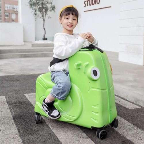 ZQNDFAC Neu Gepäck Kinder Ride-On Koffer Nette Cartoon Spielzeug Box Sicherheitsgurt Mode Trolley Boarding Koffer Anti-Rollover Universal Trolley Koffer von ZQNDFAC