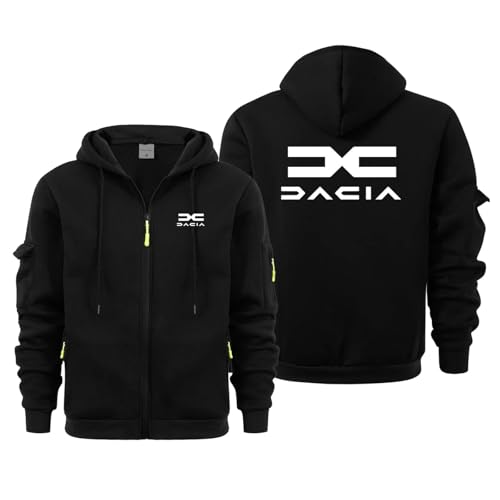 ZQSLFCCW Leichter Kapuzenpullover mit Reißverschluss für Herren - Pulloverjacke für D.A.C.I.A aus weichem Fleece mit Kängurutasche Atmungsaktive bequeme Passform(Black,L) von ZQSLFCCW