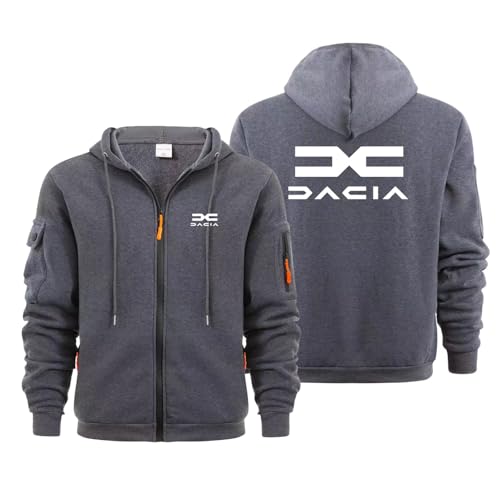 ZQSLFCCW Leichter Kapuzenpullover mit Reißverschluss für Herren - Pulloverjacke für D.A.C.I.A aus weichem Fleece mit Kängurutasche Atmungsaktive bequeme Passform(Dark Gray,XL) von ZQSLFCCW