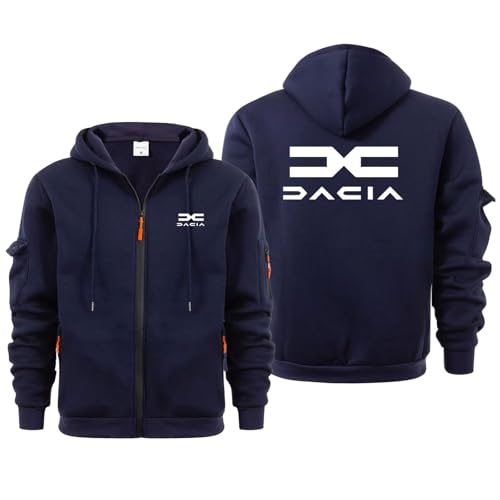ZQSLFCCW Leichter Kapuzenpullover mit Reißverschluss für Herren - Pulloverjacke für D.A.C.I.A aus weichem Fleece mit Kängurutasche Atmungsaktive bequeme Passform(Navy Blue,XXL) von ZQSLFCCW