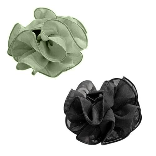 2 große Haarspangen für Mädchen, starker Halt, große Clips, langes Haarstyling-Zubehör für Damen (grün und schwarz) von ZQTSANKESL