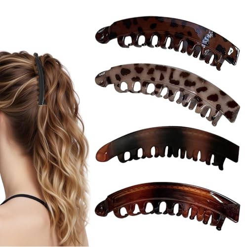 4pcs Matte Banane Haarspange Fisch Form Haarspange Pferdeschwanz Stirnband Damen Haarschmuck Twisted Clip Haarspangen Stirnband Geeignet für Frauen mit dickem Haarstyling von ZQTSANKESL