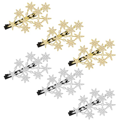6 Strass-Stern-Haarspangen, Kristall-Haarspangen, Braut-Hochzeits-Haarspangen, geeignet für Brauthochzeitskleidung, Brautjungfern-Kopfbedeckung und Mädchen für den täglichen Gebrauch von ZQTSANKESL