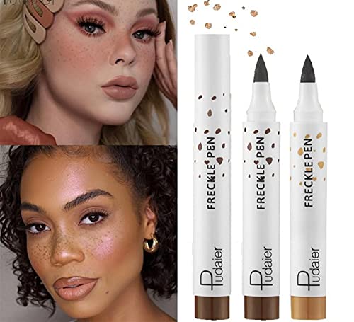 Natürlicher Freckle Pen, Faux-Sommersprossenstift Punktfleckstift, Faux Freckles Makeup Pen Dot Spot Pen, Wasserdicht, Langlebig, Braun Sommersprossen Stift Make Up Stift für Damen Frauen, 2pcs von ZQTWJ