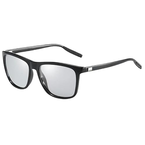 ZQUZEMS Sonnenbrille Farbwechsel Sonnenbrille Männer Square Classic Chameleon Glaases Übergangs Linse Brillen-1 Schwarz Schwarz-Photochrom von ZQUZEMS