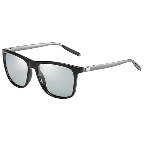 ZQUZEMS Sonnenbrille Farbwechsel Sonnenbrille Männer Square Classic Chameleon Glaases Übergangs Linse Brillen-4 Black Gun-Photochrom von ZQUZEMS