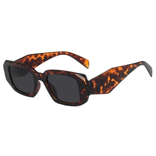 ZQUZEMS Sonnenbrille Mode Quadratische Sonnenbrille Persönlichkeit Unregelmäßige Vintage Sonnenbrille Reise Retro-Leopardgrau-Sonstige von ZQUZEMS