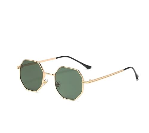 ZQUZEMS Sonnenbrille Mode Vintage Quadratische Sonnenbrille Frau Metall Spiegel Polygon Sonnenbrille-Gold Grün von ZQUZEMS