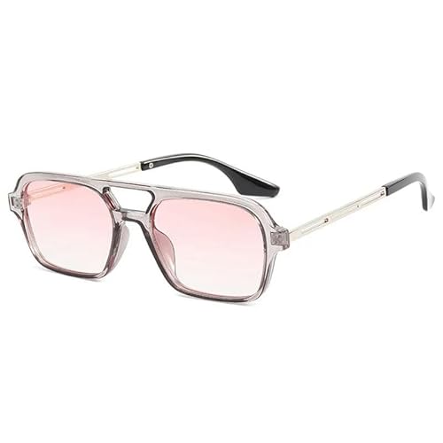 ZQUZEMS Sonnenbrille Quadratische Sonnenbrille Frau Mode Luxus Sonnenbrille Weibliche Vintage Hohler Leopard-Grau Rosa-Sonstige von ZQUZEMS